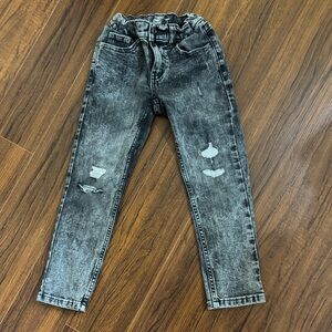 Wonder Nation Distressed Black/Grey Stretch Kids Jeans, Size 6